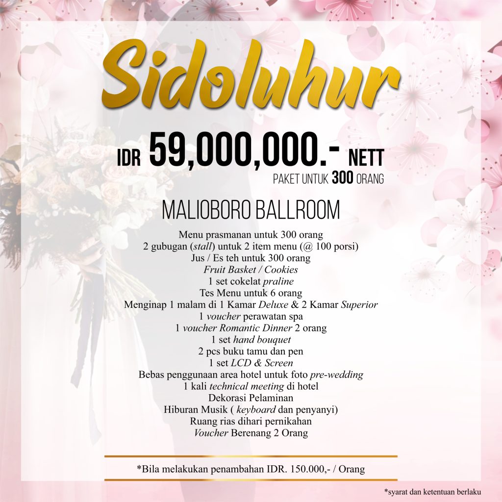 New Saphir Hotel Yogyakarta Sidoluhur Wedding Package