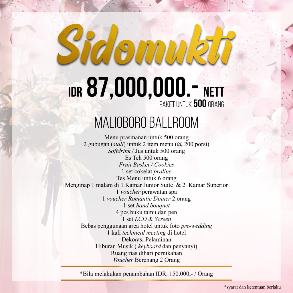 New Saphir Hotel Yogyakarta Sidomukti Wedding Package